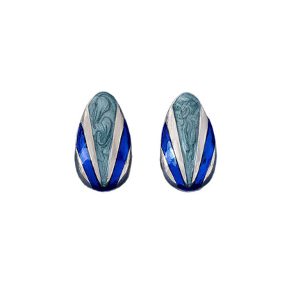 Color Block Stud Earrings For Unisex Featuring Enamel Craft In Colour With Zinc Alloy And 925 Sterling Silver Ear Pins