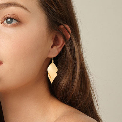Leaf Drop Earrings For Women Featuring Electroplated Alloy With Exaggerated Style And 925 Sterling Silver Studs