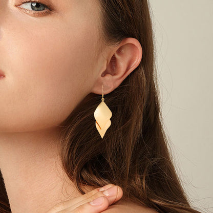 Leaf Drop Earrings For Women Featuring Electroplated Alloy With Exaggerated Style And 925 Sterling Silver Studs