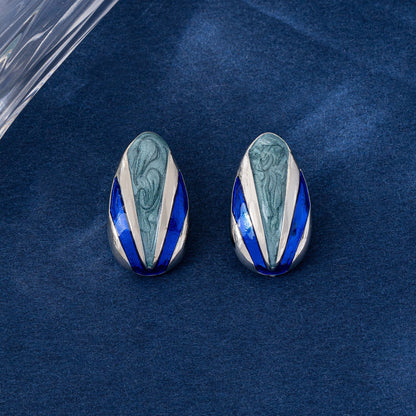 Color Block Stud Earrings For Unisex Featuring Enamel Craft In Colour With Zinc Alloy And 925 Sterling Silver Ear Pins