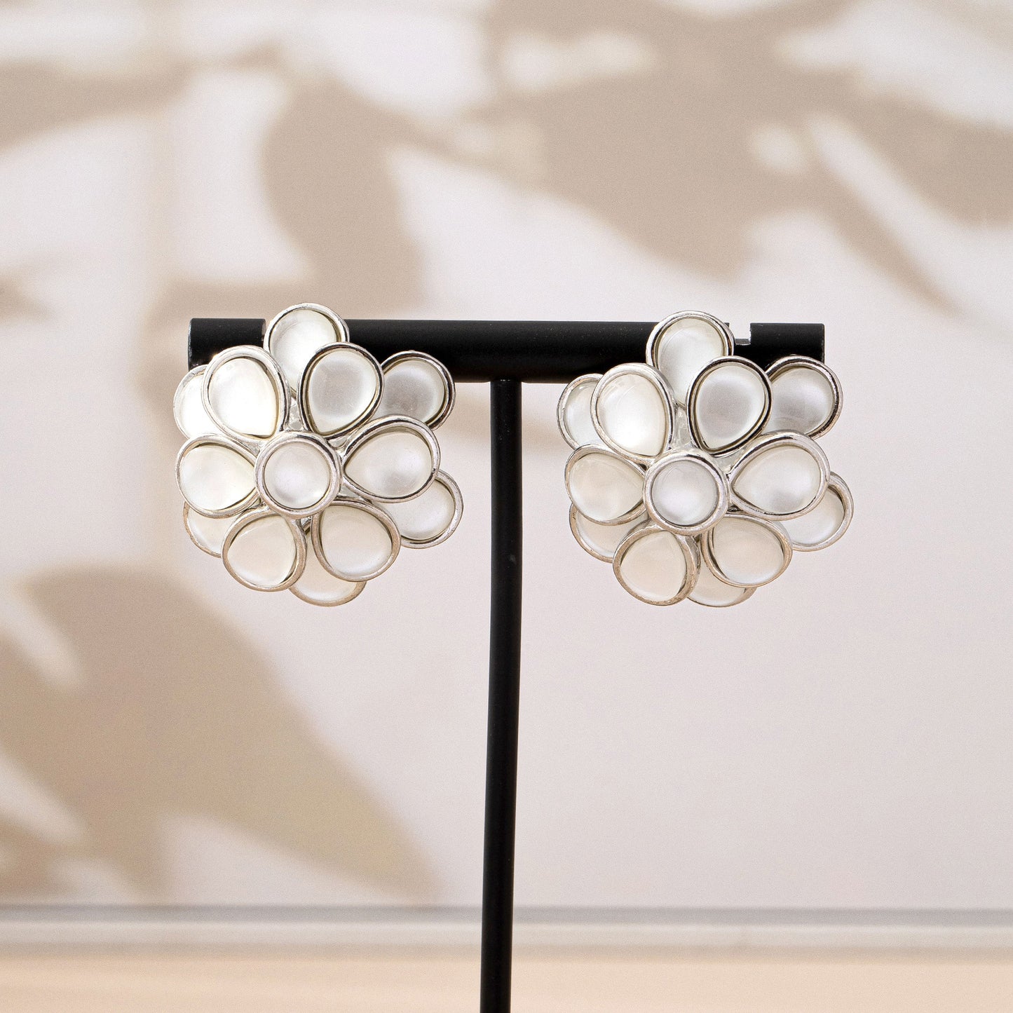 Unisex Flowers Stud Earrings For Everyday Wear, Alloy With Electroplated Finish And 925 Sterling Silver Ear Pins