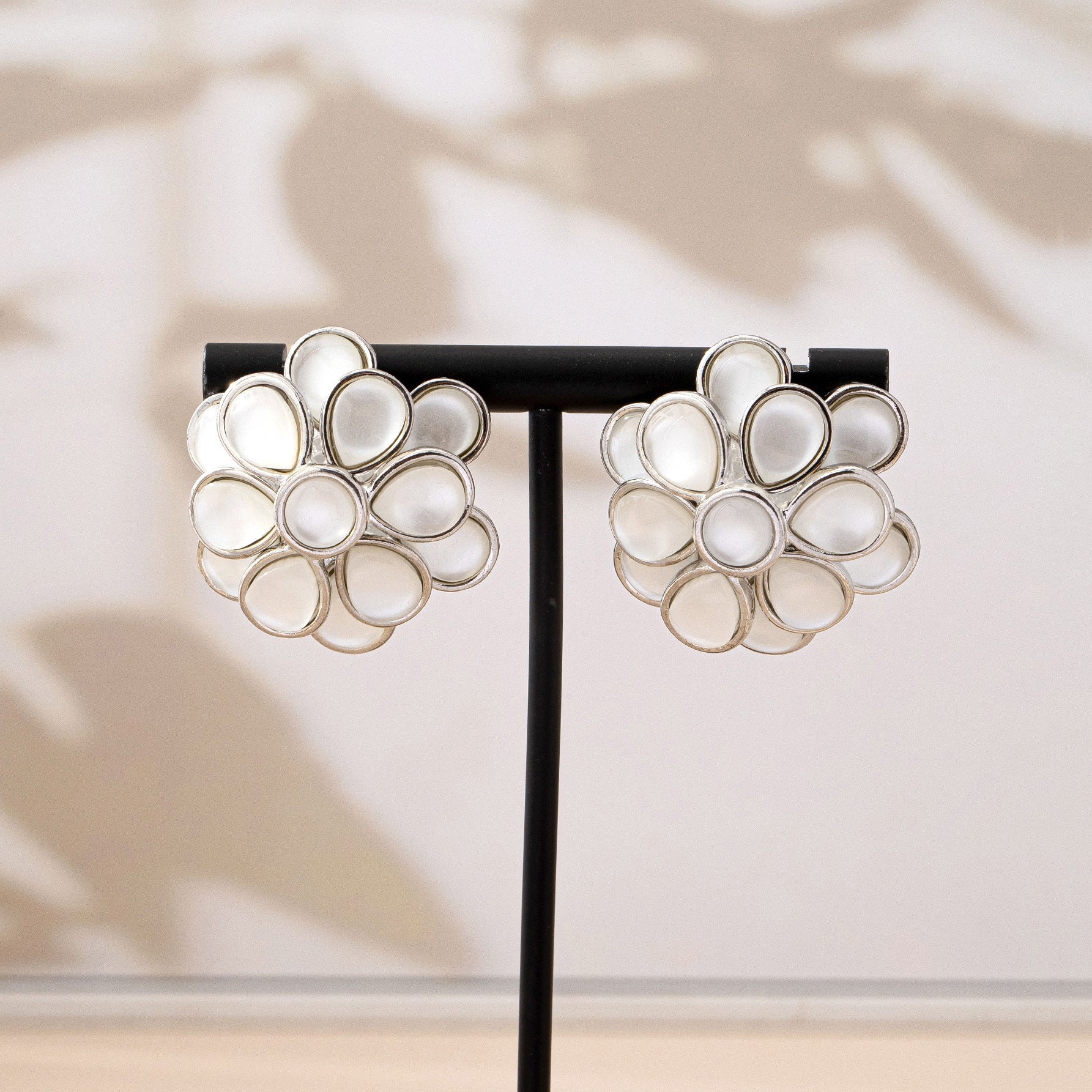 Unisex Flowers Stud Earrings For Everyday Wear, Alloy With Electroplated Finish And 925 Sterling Silver Ear Pins