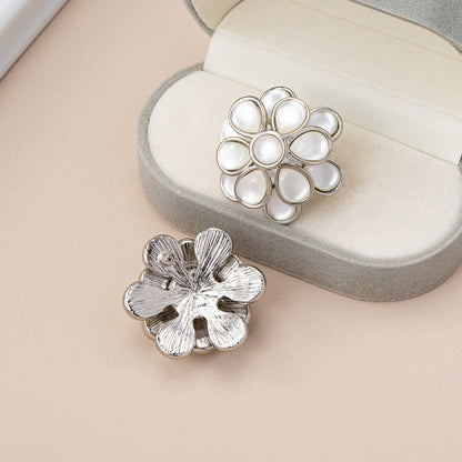 Unisex Flowers Stud Earrings For Everyday Wear, Alloy With Electroplated Finish And 925 Sterling Silver Ear Pins