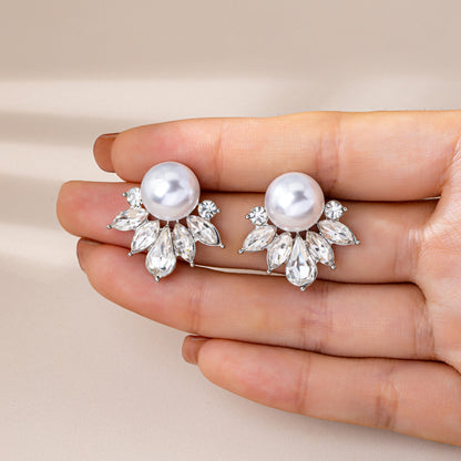 Retro Flowers Tassel Earrings For Women With Zinc Alloy Ear Pins And Artificial Pearl Inlay, Clip-On Style