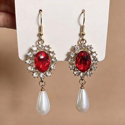 Water Droplets Earrings For Unisex Featuring Copper Studs And Baroque Style With Baroque Pearl Inlay In Alloy