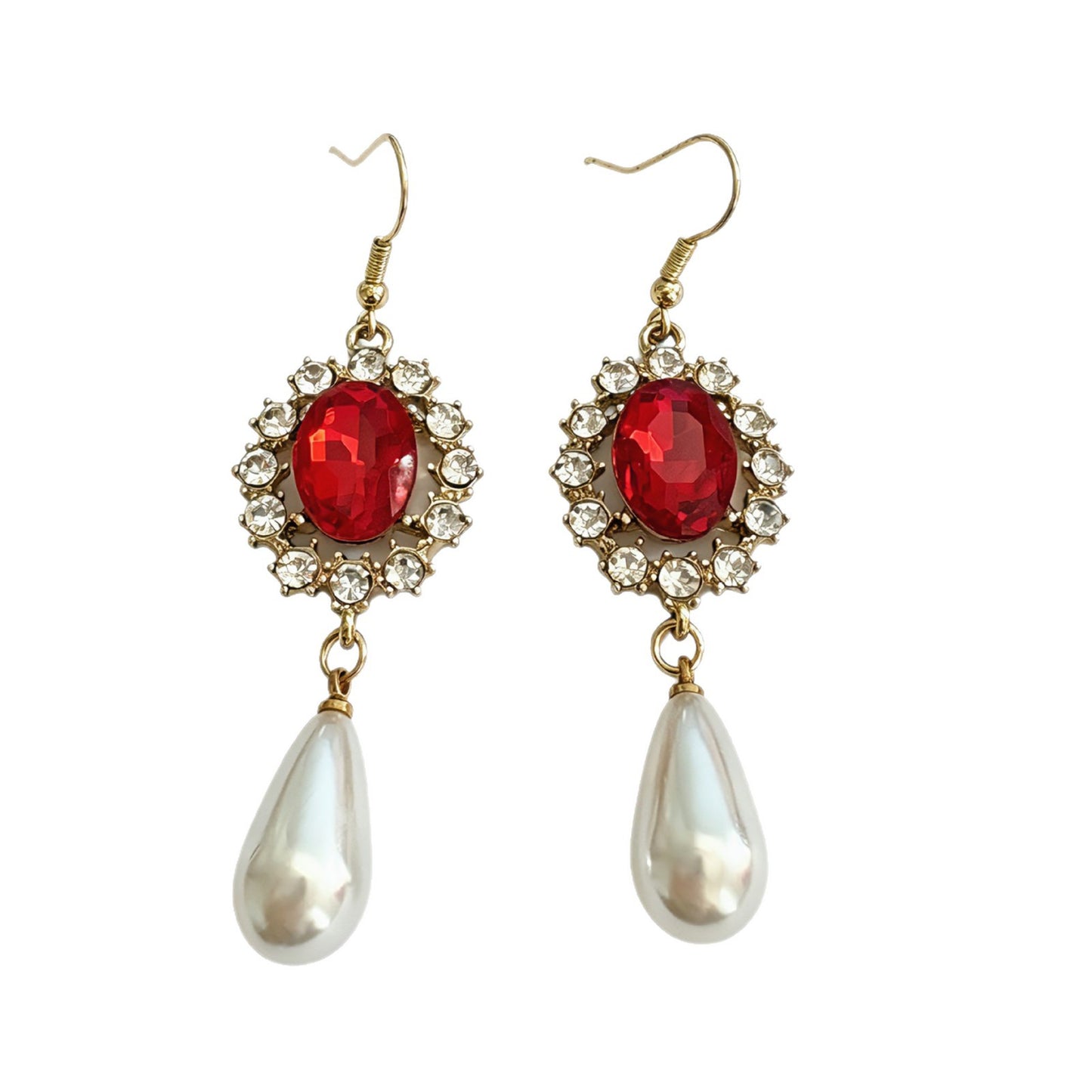 Water Droplets Earrings For Unisex Featuring Copper Studs And Baroque Style With Baroque Pearl Inlay In Alloy