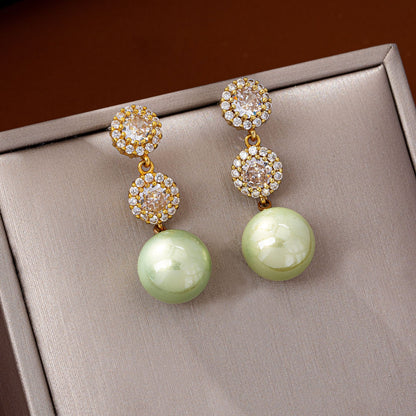 Drop Earrings With Flowers Design, Zinc Alloy Material Featuring Rhinestones, Available As Clip Earrings