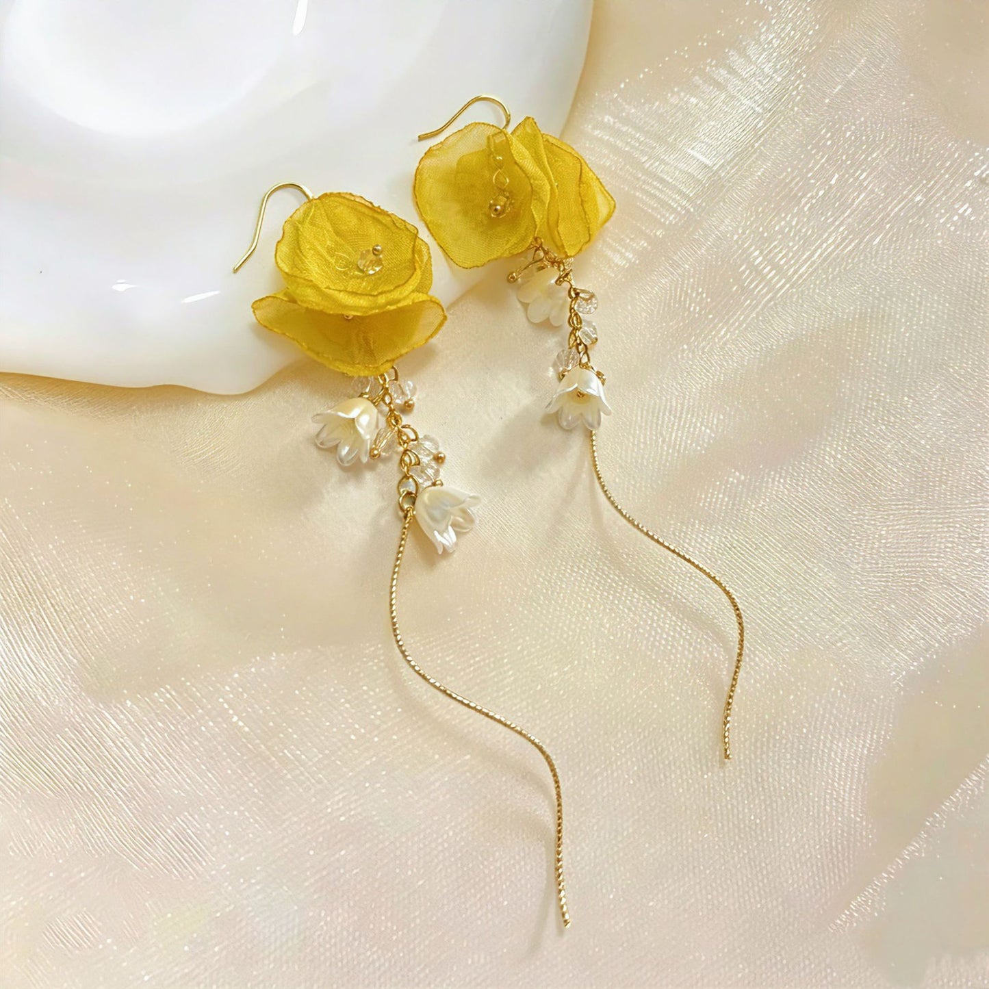 Sweet Yellow Flowers Stud Earrings For Unisex Featuring Zinc Alloy Material
