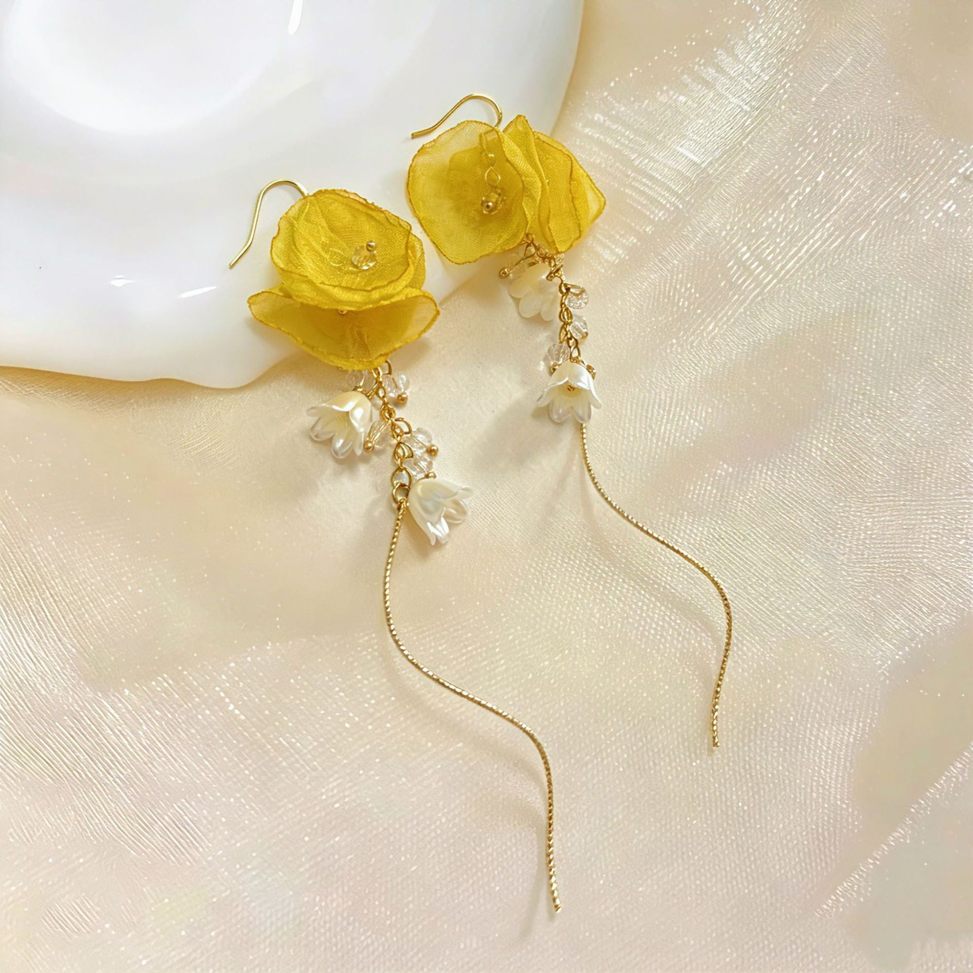 Sweet Yellow Flowers Stud Earrings For Unisex Featuring Zinc Alloy Material