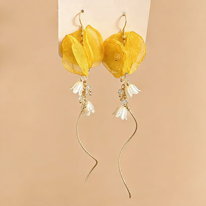 Sweet Yellow Flowers Stud Earrings For Unisex Featuring Zinc Alloy Material