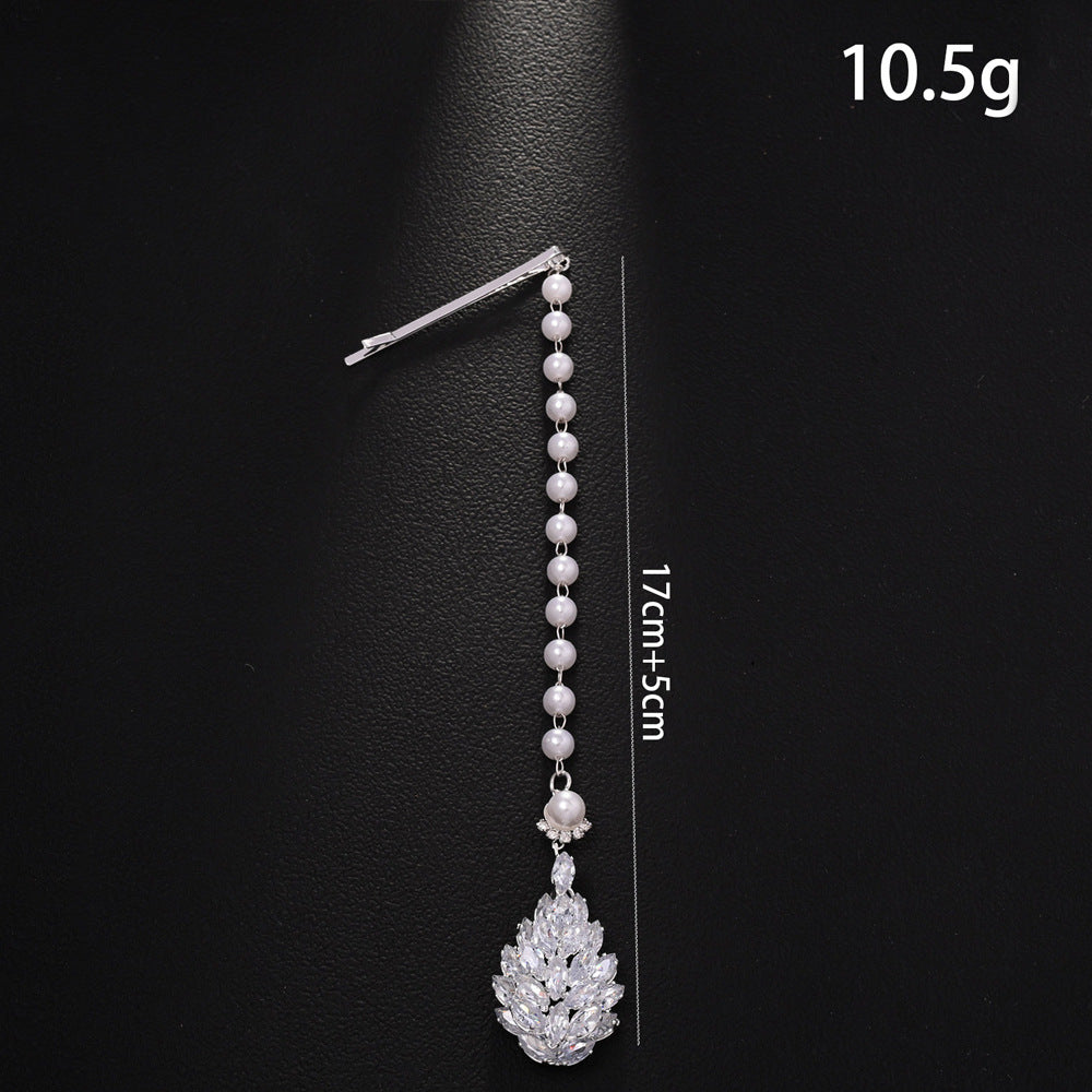 Bridal Water Droplets Hair Chain Insert Comb For Women With Rhinestones, Perfect For Wedding Season