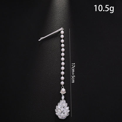 Bridal Water Droplets Hair Chain Insert Comb For Women With Rhinestones, Perfect For Wedding Season