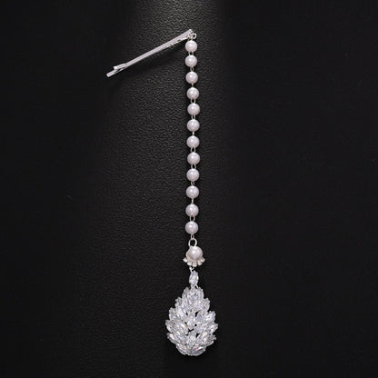 Bridal Water Droplets Hair Chain Insert Comb For Women With Rhinestones, Perfect For Wedding Season