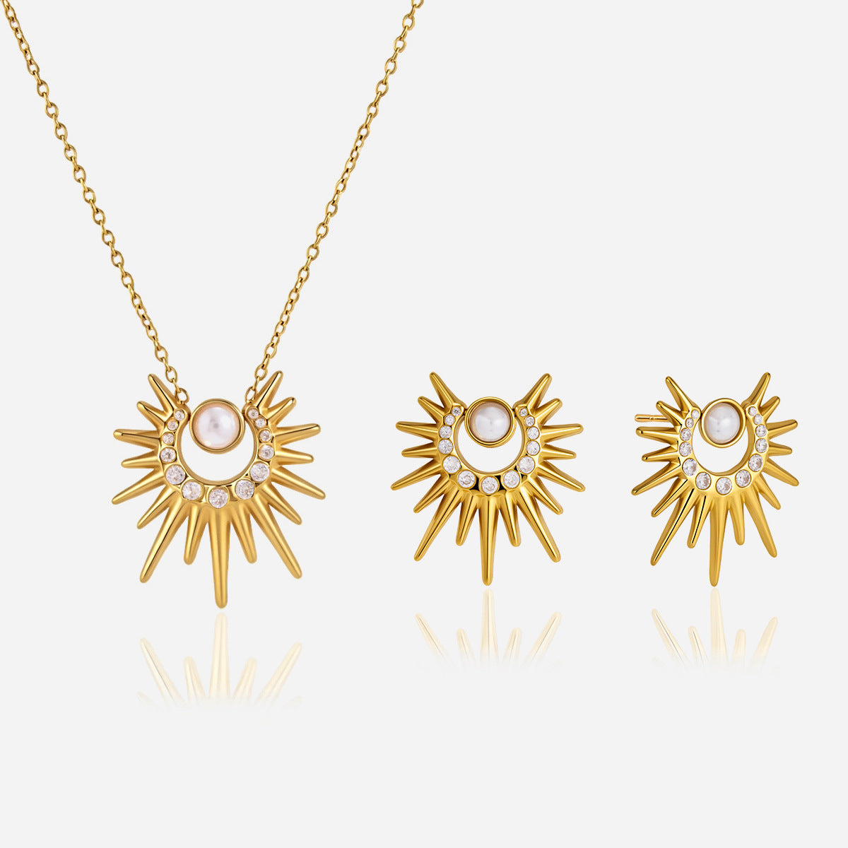 Sun Necklace With Titanium Steel Cable Chain And Zircon Inlay, Unisex Jewelry Accessory