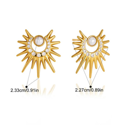 Sun Necklace With Titanium Steel Cable Chain And Zircon Inlay, Unisex Jewelry Accessory