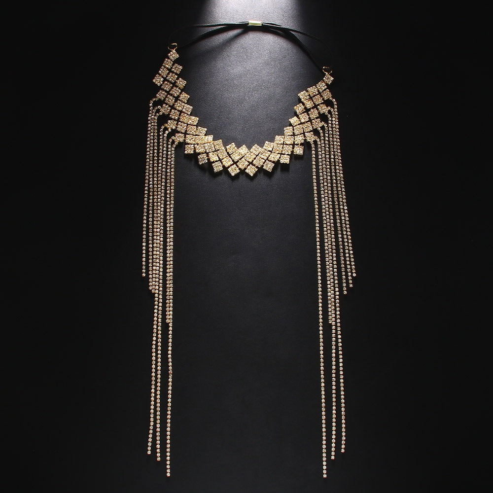 Ethnic Style Tassel Hair Band For Women With Rhinestones Embellishment