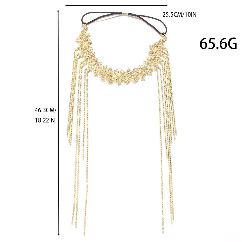 Ethnic Style Tassel Hair Band For Women With Rhinestones Embellishment