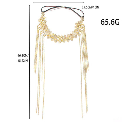 Ethnic Style Tassel Hair Band For Women With Rhinestones Embellishment