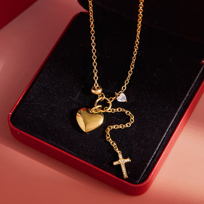 Sweet Heart Shape Necklace For Women In 18K Real Gold Plated With Titanium Steel Pendant