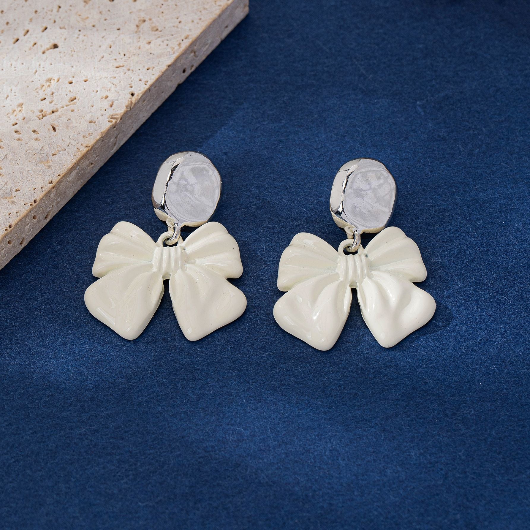 Bow Tie Stud Earrings For Unisex Featuring Electroplated Zinc Alloy With 925 Sterling Silver Posts In Retro Style