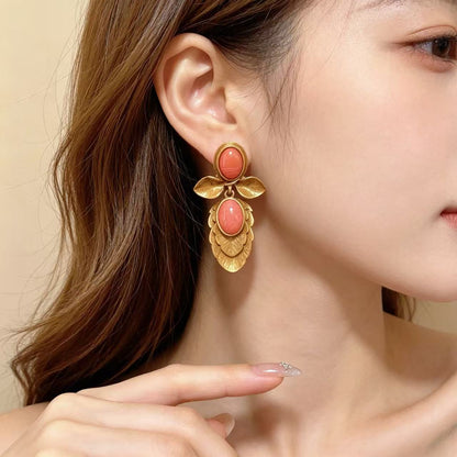 Petal Stud Earrings For Unisex Featuring Electroplated Alloy With 925 Sterling Silver Ear Pins In Silver