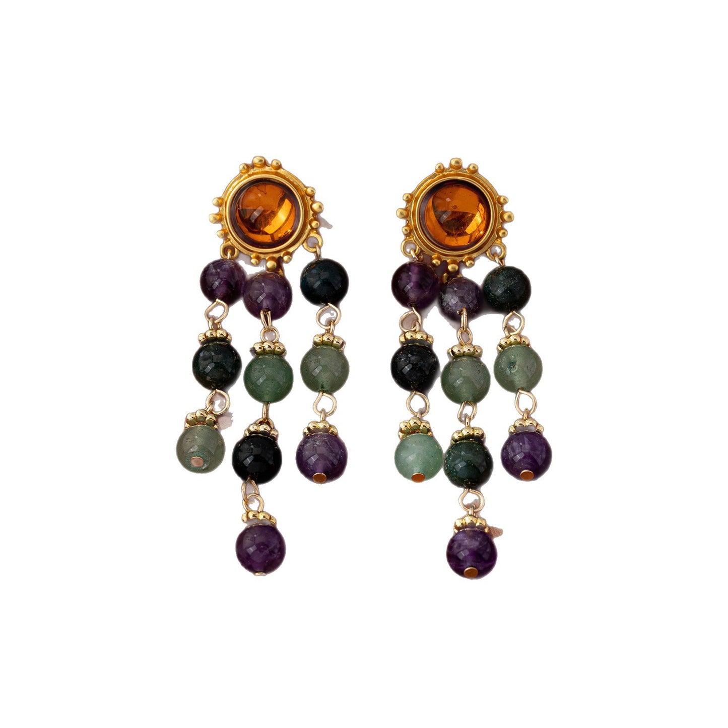 Retro Silver Color Block Earrings With Tassel, Electroplated Zinc Alloy Clip Earrings