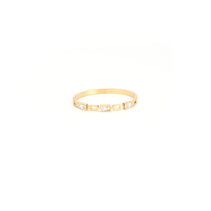 Titanium Steel Circle Inlay Bangle In Gold