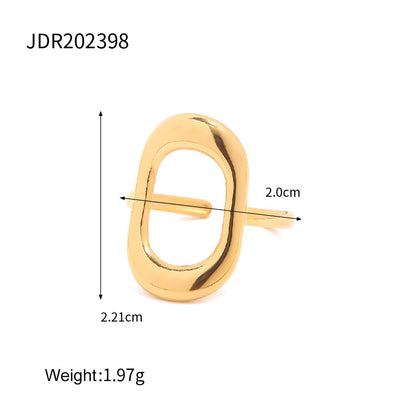Vintage Style Irregular Open Rings For Women, Waterproof Non Tarnish Titanium Steel With Electroplated Gold Plating
