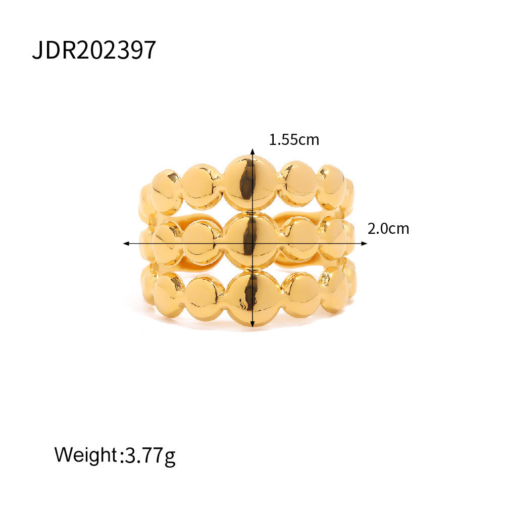 Vintage Style Irregular Open Rings For Women, Waterproof Non Tarnish Titanium Steel With Electroplated Gold Plating