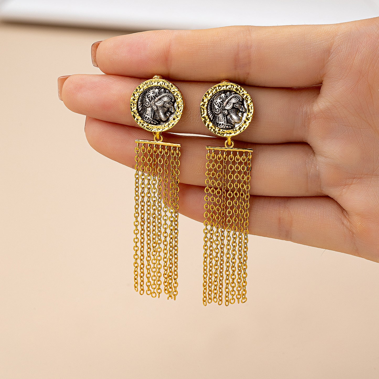 Retro Roman Numeral Tassel Stud Earrings For Unisex, Crafted In Zinc Alloy With Zircon Inlay