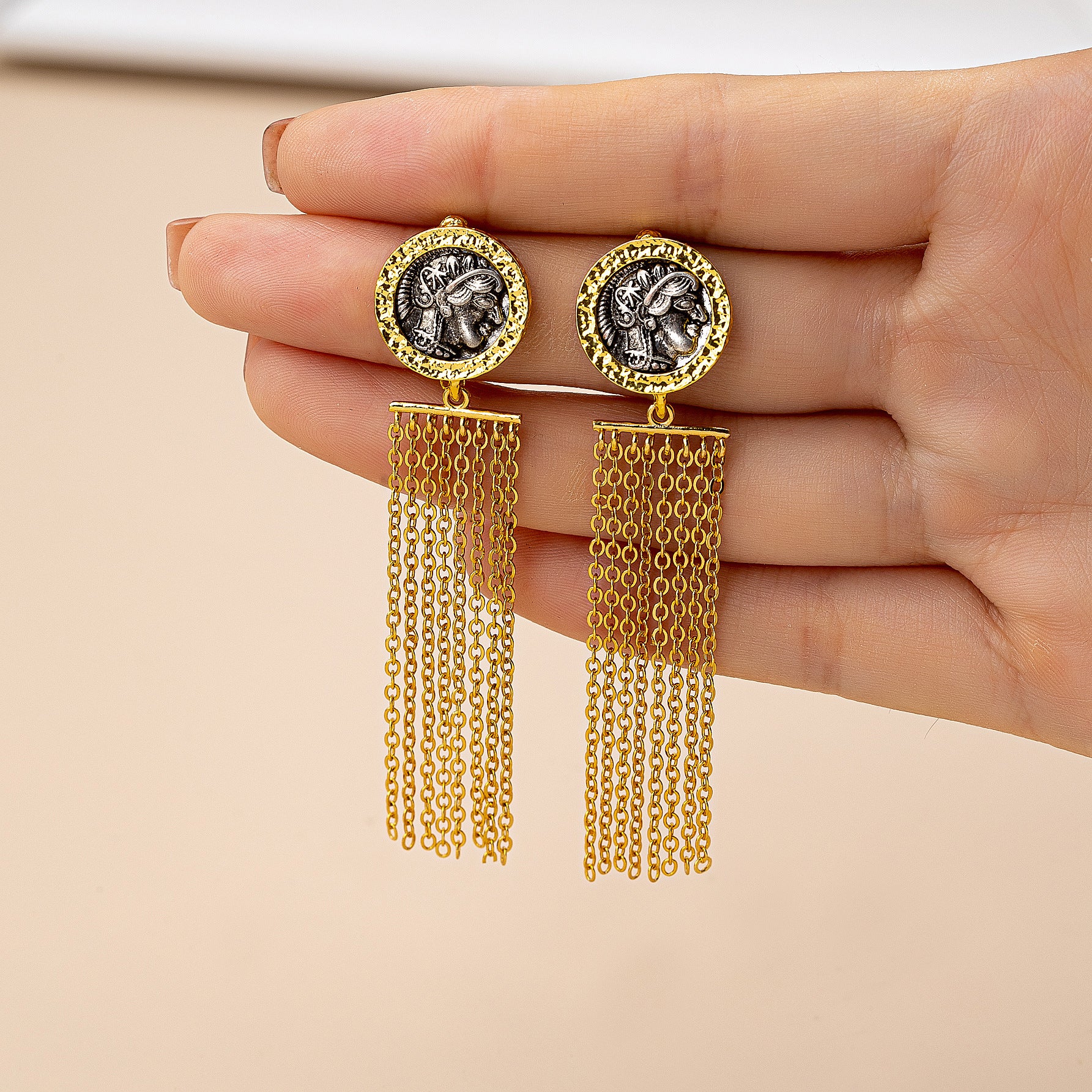 Retro Roman Numeral Tassel Stud Earrings For Unisex, Crafted In Zinc Alloy With Zircon Inlay