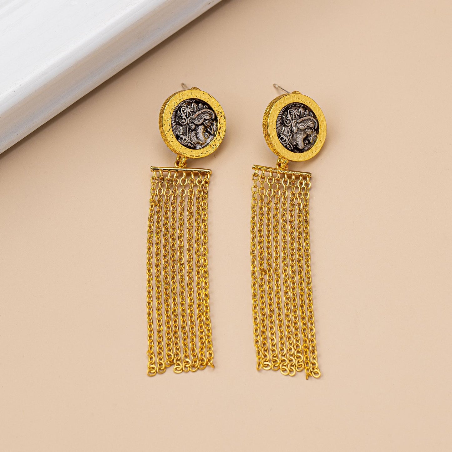 Retro Roman Numeral Tassel Stud Earrings For Unisex, Crafted In Zinc Alloy With Zircon Inlay