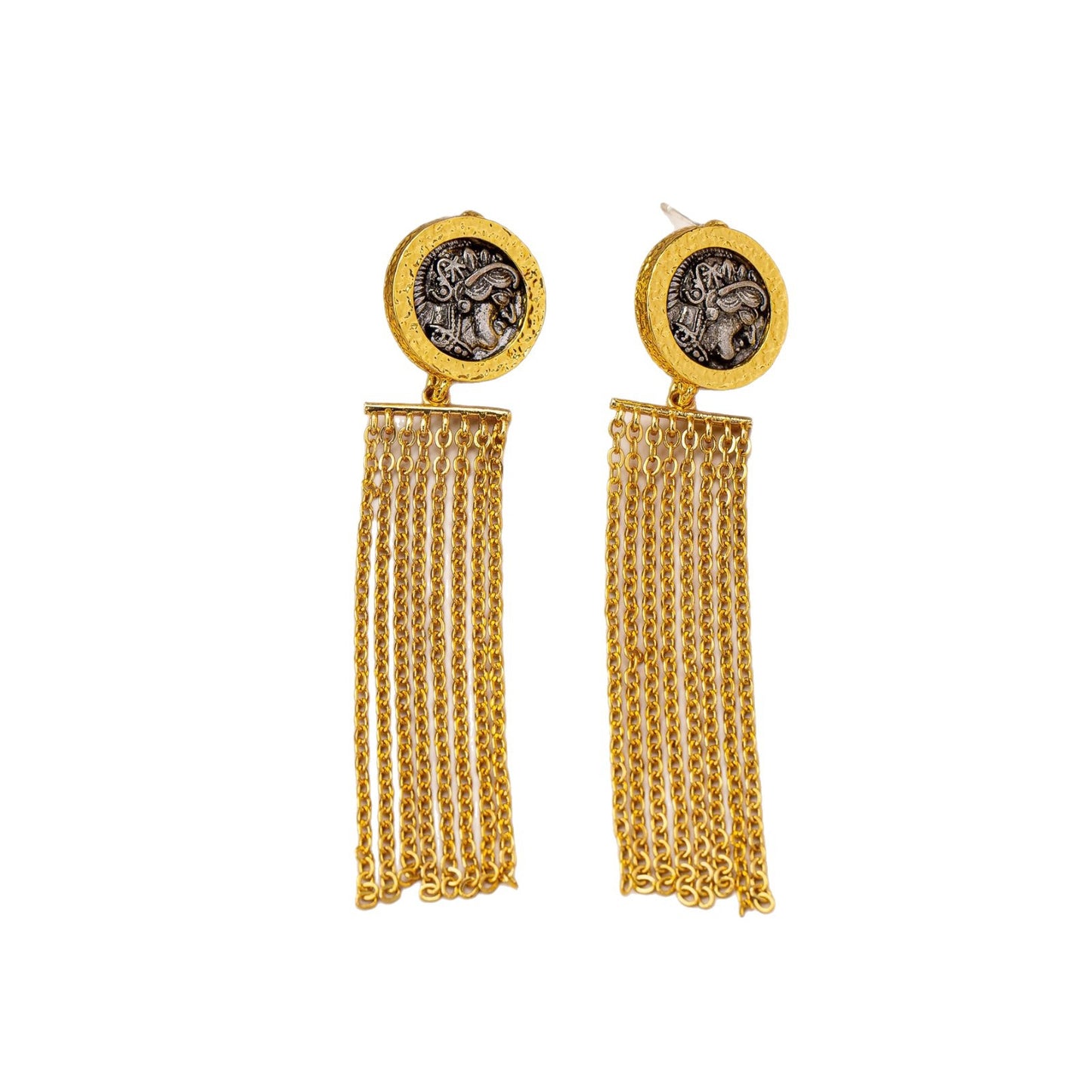 Retro Roman Numeral Tassel Stud Earrings For Unisex, Crafted In Zinc Alloy With Zircon Inlay