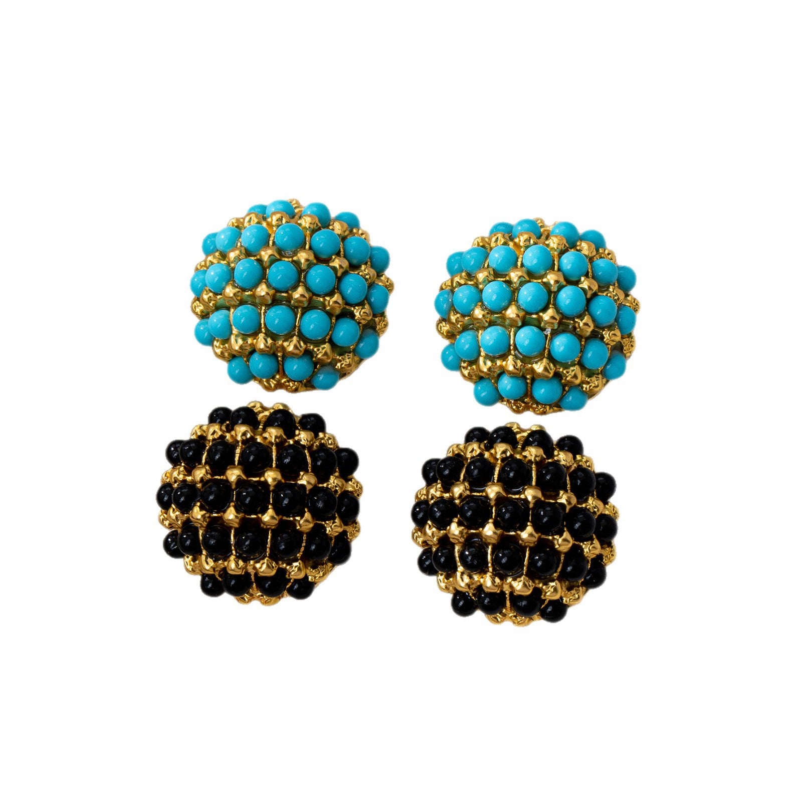 Geometric Stud Earrings For Women In Dyed Black Zinc Alloy Featuring Electroplated Finish With 925 Sterling Silver Posts