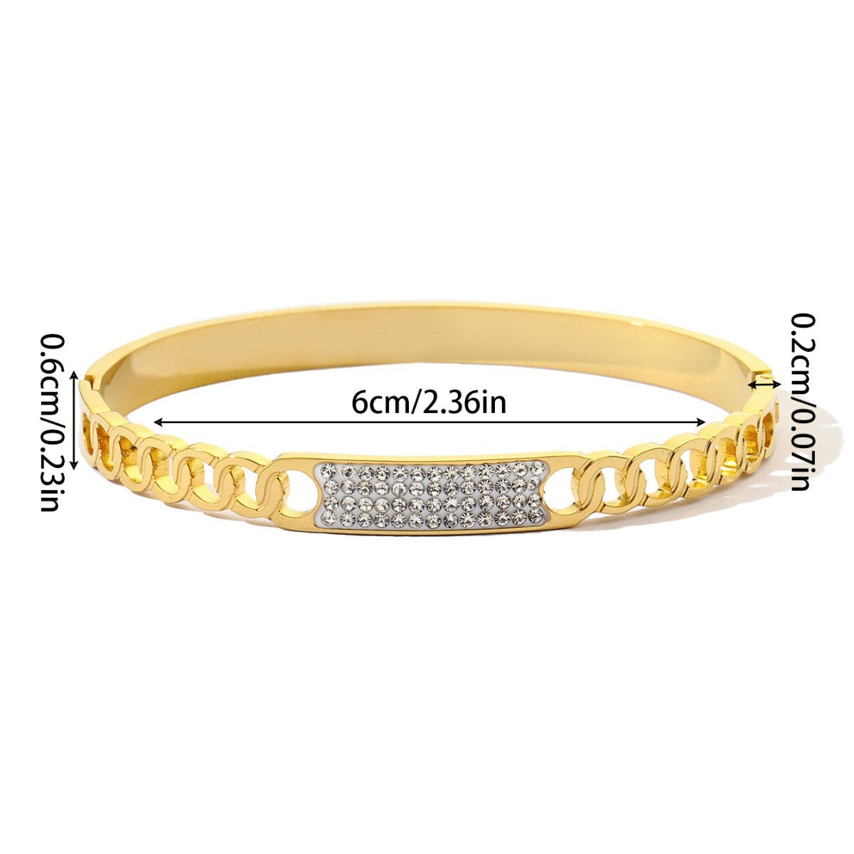 Simple Style Circle Inlay Bangle For Women In Titanium Steel With Rhinestones