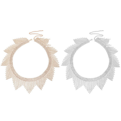 Silver Alloy Women's Body Chain Tassel With Geometric Pattern And Electroplated Finish, Featuring Rhinestones