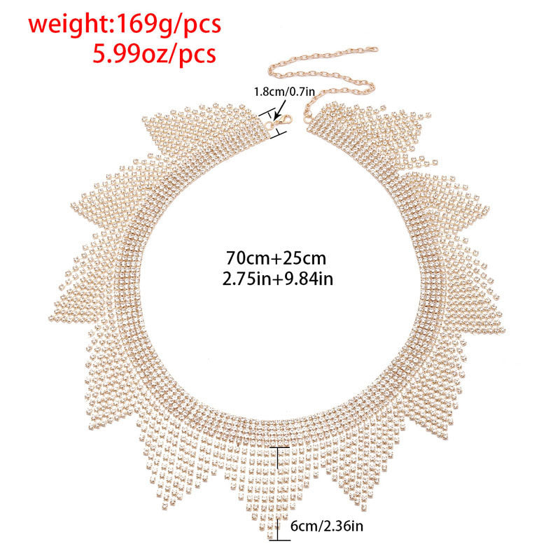 Silver Alloy Women's Body Chain Tassel With Geometric Pattern And Electroplated Finish, Featuring Rhinestones