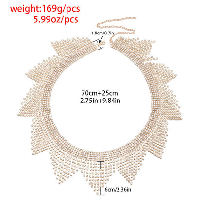 Silver Alloy Women's Body Chain Tassel With Geometric Pattern And Electroplated Finish, Featuring Rhinestones