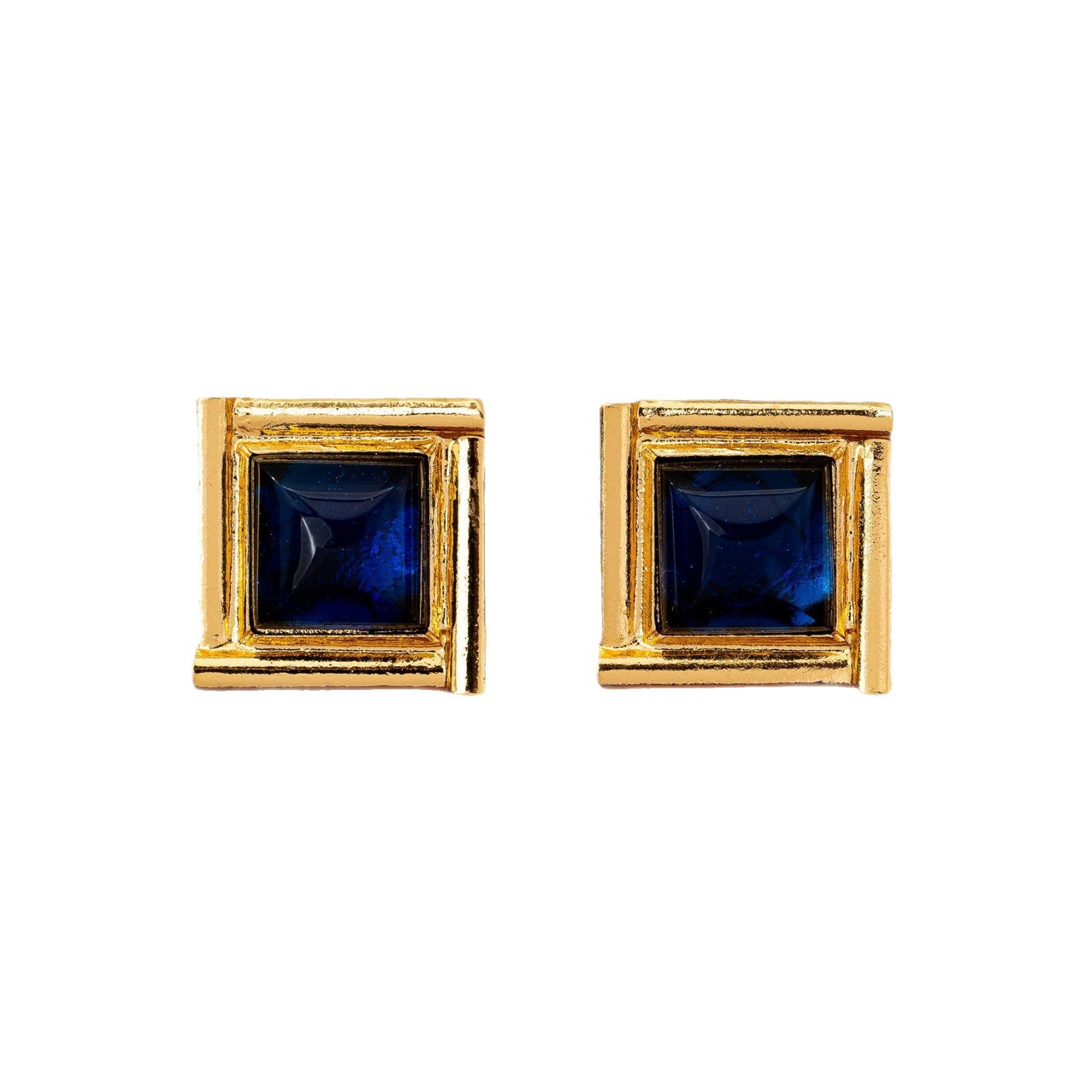 Quadrilateral Stud Earrings For Women In Blue Zinc Alloy With 925 Sterling Silver Posts Featuring Retro Style