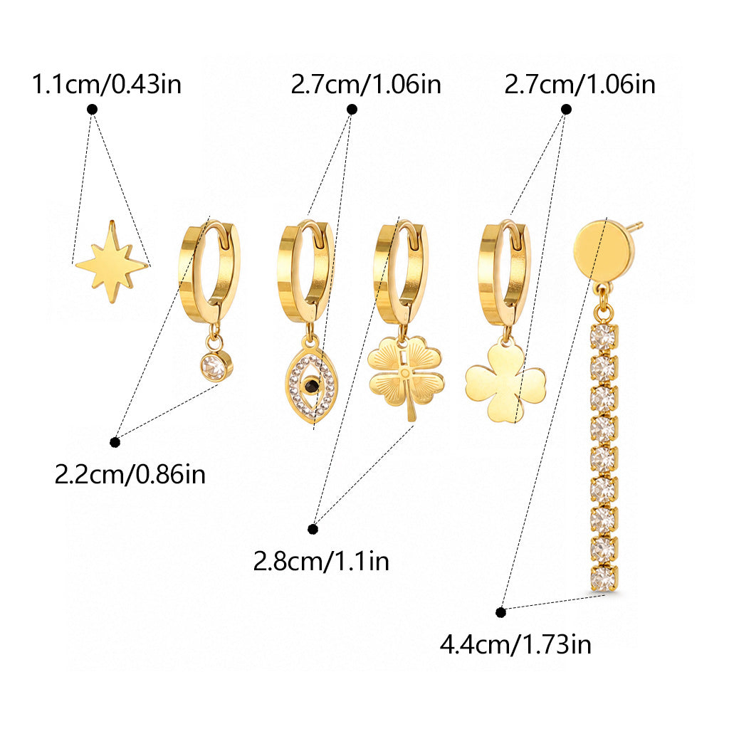 Lucky Heart Simple Style Earrings For Women In Gold, Waterproof Non Tarnish Titanium Steel With 304 Stainless Steel Ear Pins