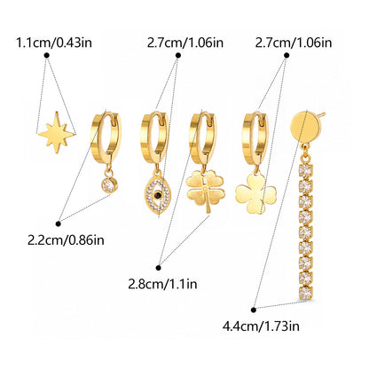 Lucky Heart Simple Style Earrings For Women In Gold, Waterproof Non Tarnish Titanium Steel With 304 Stainless Steel Ear Pins