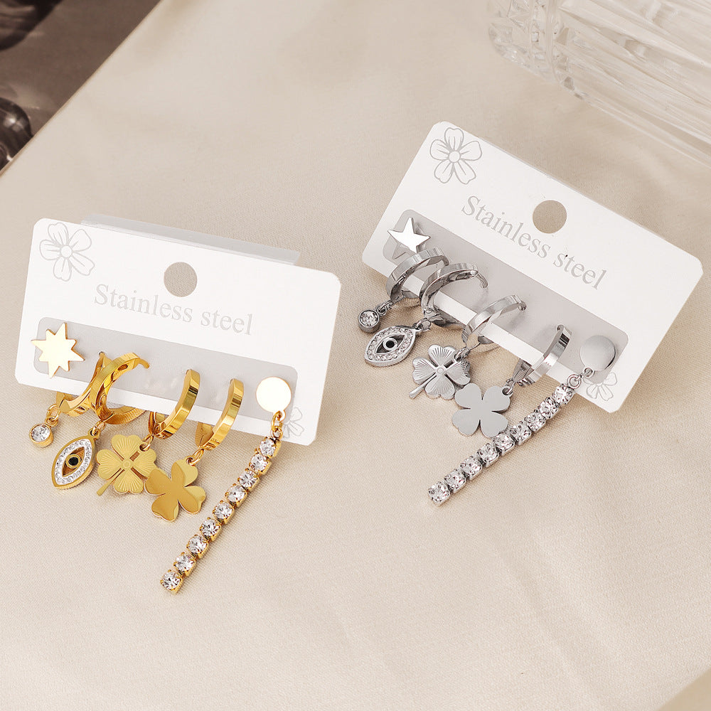 Lucky Heart Simple Style Earrings For Women In Gold, Waterproof Non Tarnish Titanium Steel With 304 Stainless Steel Ear Pins