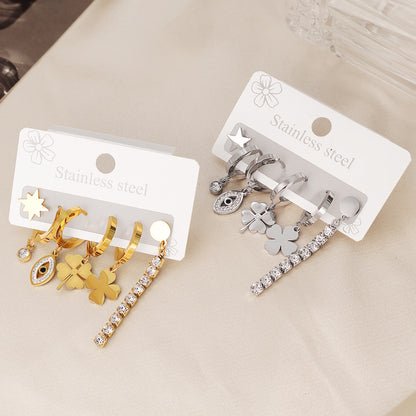 Lucky Heart Simple Style Earrings For Women In Gold, Waterproof Non Tarnish Titanium Steel With 304 Stainless Steel Ear Pins