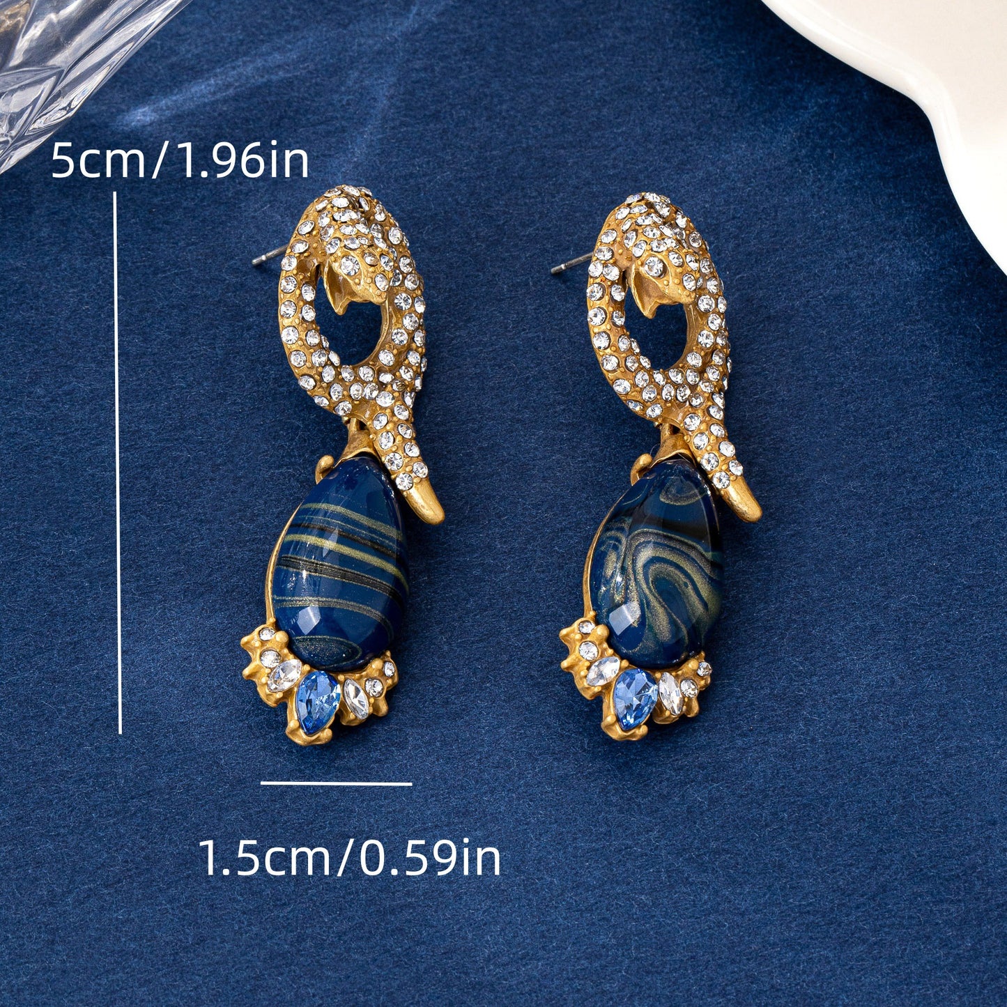 Snake Pattern Unisex Stud Earrings For Everyday Wear, Electroplated Zinc Alloy With 925 Sterling Silver Posts And Rhinestone Inlay