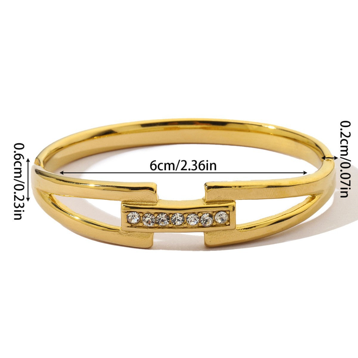 Simple Style Geometric Bangle For Women In Electroplated Titanium Steel, Perfect For Valentine's Day