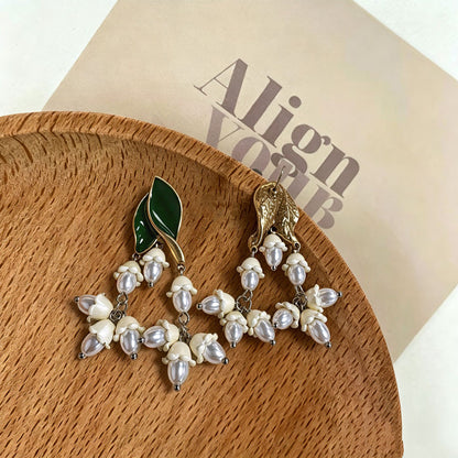 Flowers Stud Earrings For Unisex Featuring Enamel Craft And Rhinestones Inlay, Made With 925 Sterling Silver And Zinc Alloy