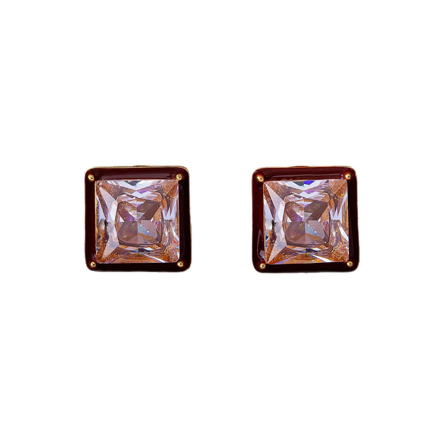 Elaborate Geometric Stud Earrings For Unisex Featuring Zinc Alloy With Zircon Inlay And 925 Sterling Silver Ear Pins