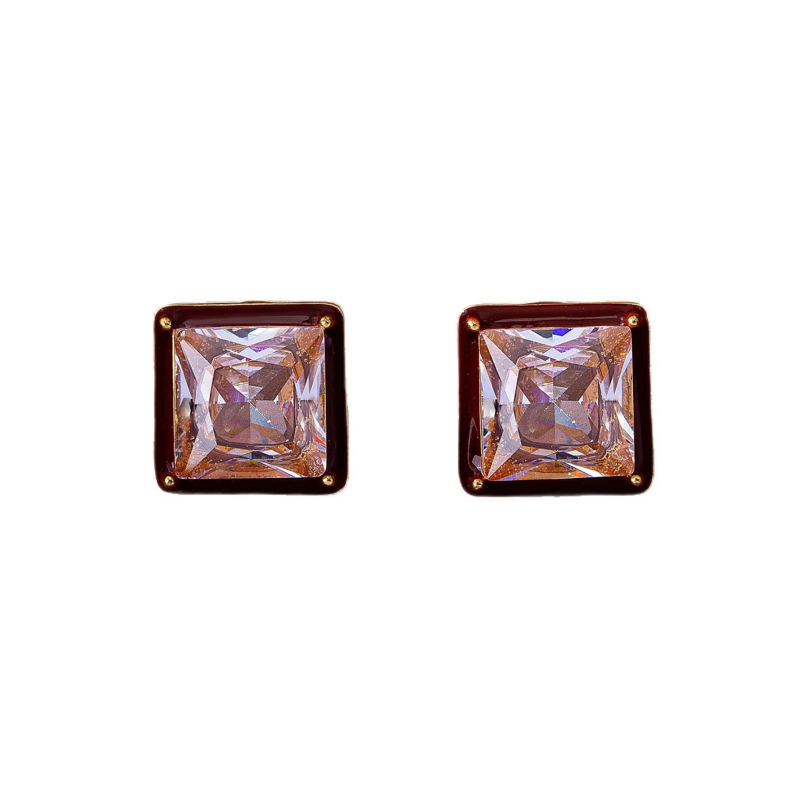 Elaborate Geometric Stud Earrings For Unisex Featuring Zinc Alloy With Zircon Inlay And 925 Sterling Silver Ear Pins