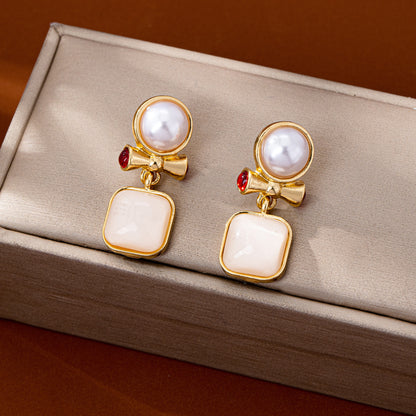 Natural Pink Flowers Stud Earrings For Unisex Featuring Zinc Alloy With 925 Sterling Silver Posts And Cat's Eye Stone Inlay