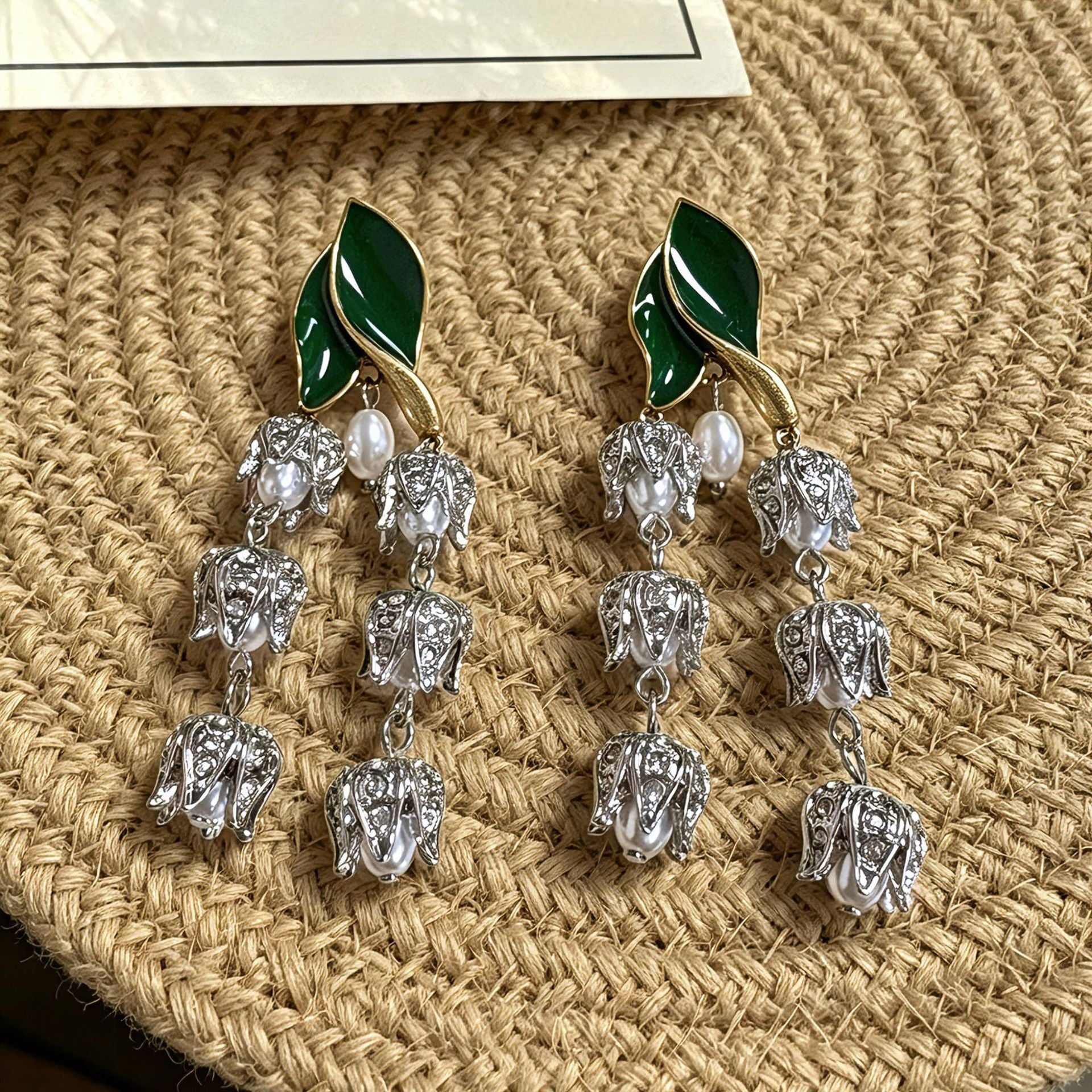 Flowers Stud Earrings For Unisex Featuring Enamel Craft And Rhinestones Inlay, Made With 925 Sterling Silver And Zinc Alloy